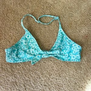 bikini top never worn xs light blue and white easy on back